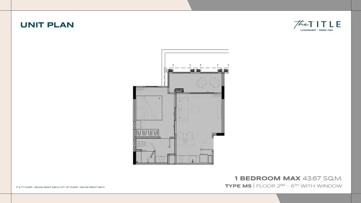 Spacious 1-Bedroom 50 m² in The Title Legendary, just 400 m from Bang Tao Beach